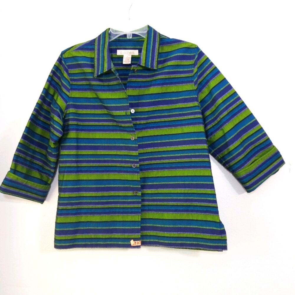 Clothes brand metallic shimmer striped jacket M